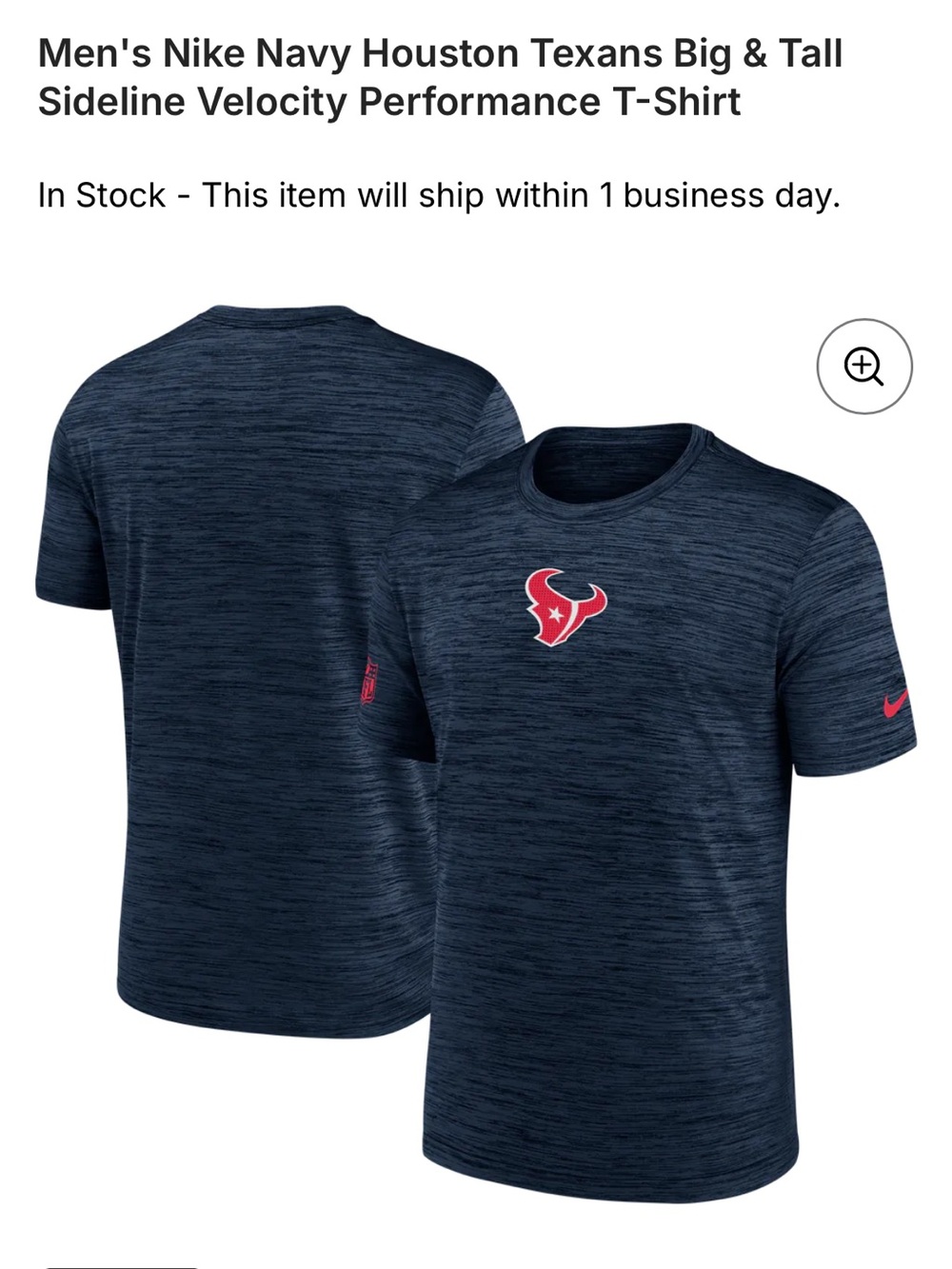 Nike Navy Houston Texans Heathered Performance Tee with Red Logo